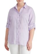 Lauren Ralph Lauren Plus Plus Linen Button-down Shirt