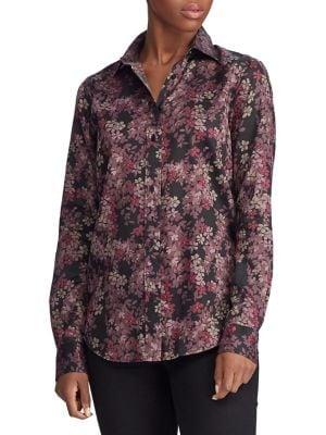 Lauren Ralph Lauren Petite Relaxed-fit Printed Cotton Sateen Shirt