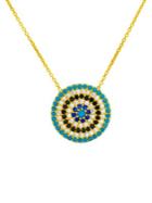 Lord & Taylor Multicolored Crystal Round Evil Eye Pendant Necklace