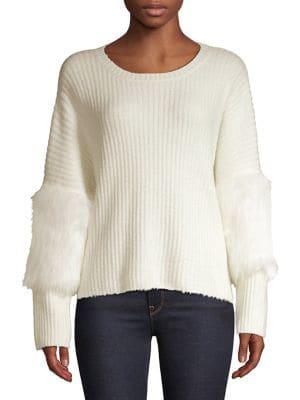 Design Lab Plush Faux Fur Long-sleeve Sweater