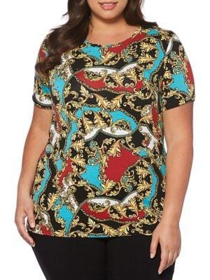 Rafaella Plus Printed Short Sleeve Top