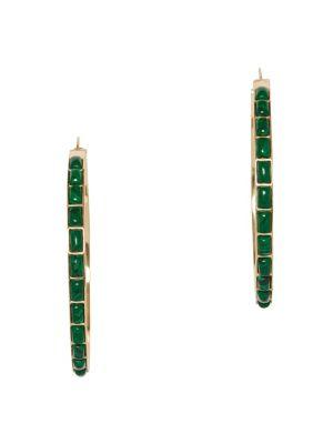 Sole Society Goldtone & Green Jasper Hoop Earrings