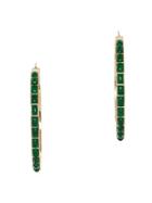 Sole Society Goldtone & Green Jasper Hoop Earrings