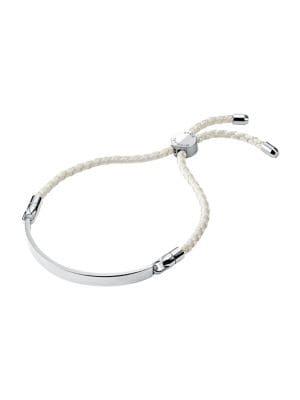 Michael Kors Custom Kors Sterling Silver & White Silk Slider Bracelet