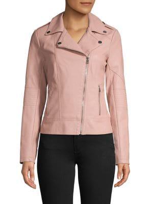 Guess Asymmetrical Zip Moto Vegan Leather Jacket