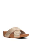 Fitflop Lulu Tm Crisscross Shimmer Leather Slides