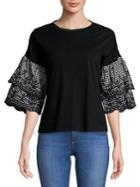Design Lab Gingham Bell-sleeve Cotton Top