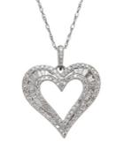 Lord & Taylor 14k White Gold & Diamond Heart Pendant Necklace