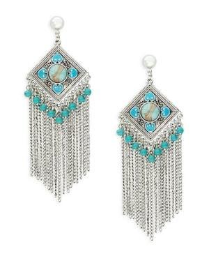 Design Lab Silvertone Fringe Drop Earrings