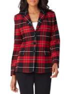 Tahari Arthur S. Levine Tartan Plaid Collared Jacket