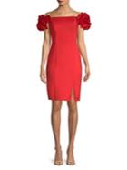 Betsy & Adam Ruffled Off-the-shoulder Sheath Dress