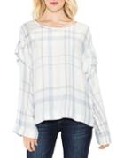 Vince Camuto Space Dye Plaid Bell-sleeve Blouse