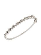 Givenchy Silvertone & Crystal Cluster Bangle Bracelet