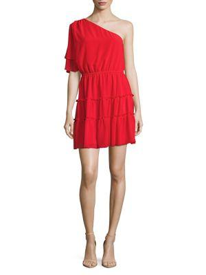 Wayf One-shoulder Tiered Ruffle Mini Dress