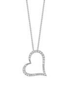 Roberto Coin Tiny Treasures Diamond & 18k White Gold Slanted Open Heart Pendant Necklace