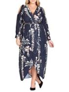 City Chic Plus Hothouse Vine Faux Wrap Maxi Dress