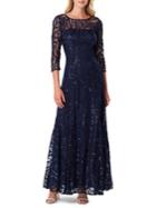 Tahari Arthur S. Levine Embellished Three-quarter Sleeved Gown