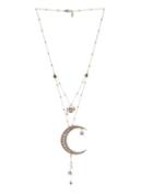 Bcbgeneration Cubic Zirconia Moon Double Chain Necklace