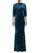 Badgley Mischka Platinum Embellished Velvet Mermaid Gown