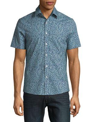 Michael Kors Short Sleeve Printed Button-down Shirt