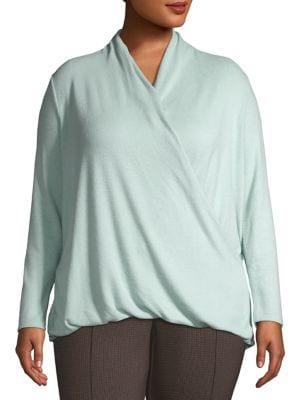 Lord & Taylor Plus Wrap-front Top