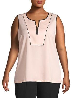 Calvin Klein Plus Piping Sleeveless Blouse