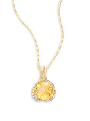 Effy Diamond, Citrine & 14k Yellow Gold Pendant Necklace