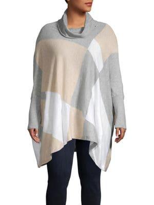 Calvin Klein Plus Cowlneck Colorblock Handkerchief Tunic