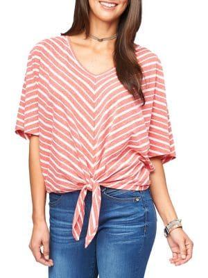 Democracy Striped Tie-front Top