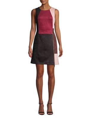 Ivanka Trump Colorblock Faux Suede Shift Dress