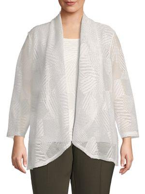 Kasper Plus Abstract Illusion Open Cardigan