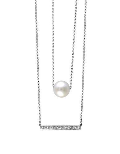 Effy 925 Sterling Silver, Diamond And Cultured Freshwater Pearl Necklace