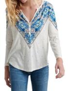 Lucky Brand Printed Cotton Top