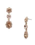 Givenchy White Metal, Glass Stone And Plastic Pearl Triple Drop Earrings