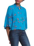 Plenty By Tracy Reese Cherry Printed Flounce Sleeve Shirt
