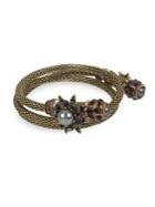 Miriam Haskell Faux Pearl And Flower Mesh Coil Bracelet