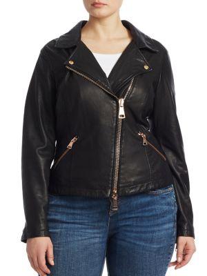 Ashley Graham X Marina Rinaldi Ebanista Leather Biker Jacket