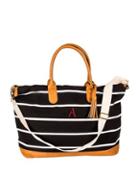Cathy's Concepts Striped Canvas And Faux Leather Oversized Weekender Tote