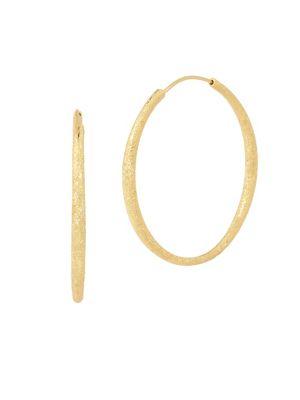 H Halston Goldtone Sandblast Oval Hoop Earrings