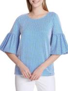 Calvin Klein Seersucker Bell-sleeve Top