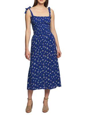 1.state Smocked Tie-strap Floral Midi Dress
