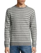 Black Brown Wool-blend Striped Marled Knit Sweater