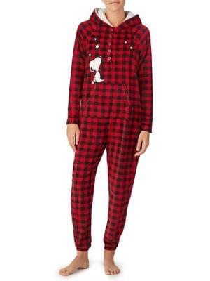 Peanuts Plaid Faux-fur Overalls