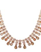 Givenchy White Metal And Glass Stone Drama Collar Necklace