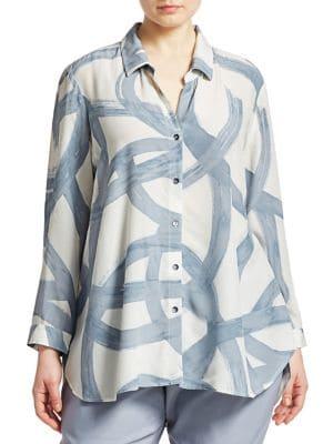 Nic+zoe Plus Round About Brushstroke Shirt