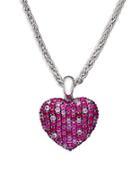 Effy 925 Pink Sapphire And Sterling Silver Heart Pendant Necklace