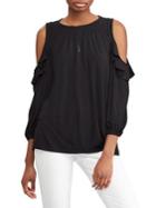 Lauren Ralph Lauren Ruffled Jersey Cold-shoulder Top