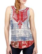 Lucky Brand Embroidred Sleeveless Top