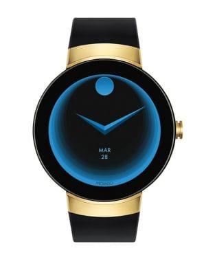 Movado Connect Bold Motion Goldtone & Black Silicone Strap Smart Watch