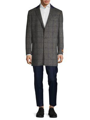 Tallia Orange Plaid Button Wool Coat